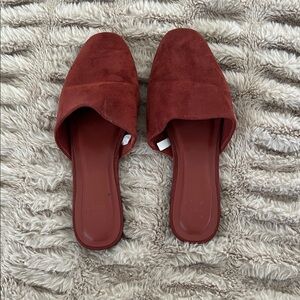 A New Day Women's Suede Burnt Orange Slip-On Mules Size 8.5